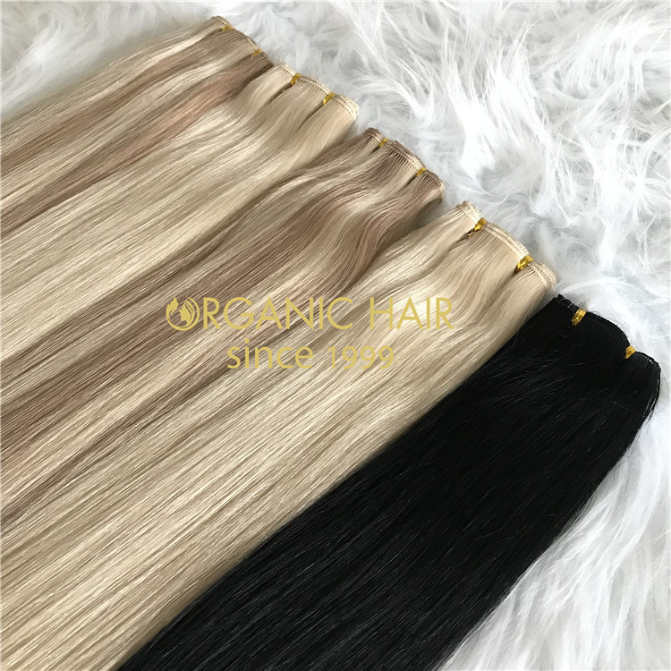 Russian human hair hand tied weft with full cuticle intact  C99